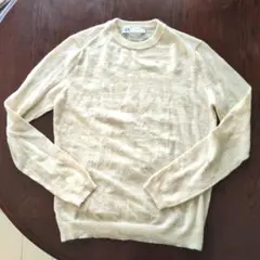 ZARA ベージュ 長袖シアーニットセーター M