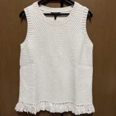 theoryホワイト フリンジ付き ノースリーブニットS新品未使用タグ付き