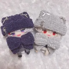 【灰色キラセット】にじぱぺっと　ぬい帽子　ぬい服　ネコ耳　ニット帽 10cmぬい