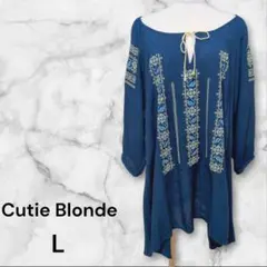Cutie Blonde キューティープロンド 刺繍 チュニック ネイビー【L】のサムネイル