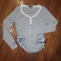 GAP　ストライプ長袖トップス カットソー　リボンアレンジ　ハンドメイド