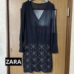 【美品】ZARA ビーズ刺繍ワンピース