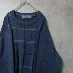 90S vintage 柄ニット　セーター　メンズ　M 古着　個性派　奇抜　F4