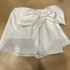 ナイススラップ　ホワイトリボン付きフレアスカート風ショートパンツ