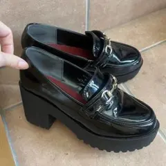 厚底 ローファー 23cm 綺麗めヒール8cm コスプレ