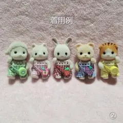 赤ちゃんお洋服　サマーサロペット５着セット②　チェック柄　フルーツ　ハンドメイド