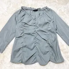 COMME CA ISM グレー フリル　ブラウス M