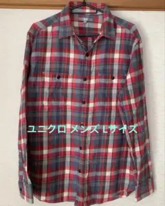 ユニクロ チェック柄 メンズ長袖ネルシャツ Lサイズ