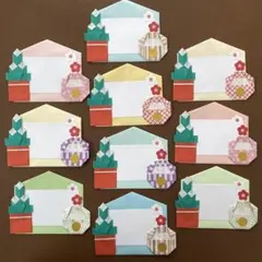 お正月　絵馬　だるま　門松　梅　折り紙　10個セット　元旦　製作キット