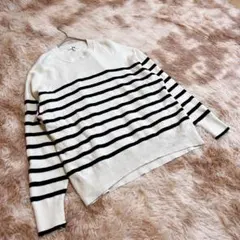 【UNIQLO】 ユニクロ (M) ニット ボーダー 長袖 コットン100%
