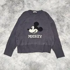 Disney　ミッキーマウス　ニット　セーター　クルーネック　Ｍ　グレー