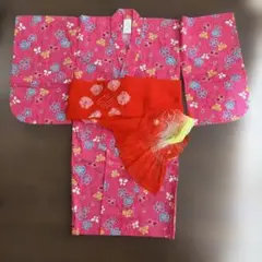 花柄ピンク着物 3~4才用