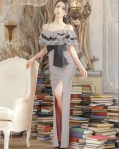 【即日発送】Tika キャバドレス　ロング　グレー　XXLサイズ