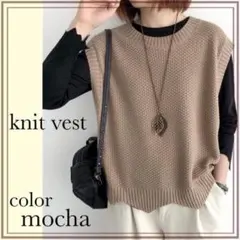 ニットベスト　ジレ　ゆったり　体型カバー　ドルマン　ベージュ　大人　韓国　着回し
