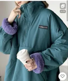 Java ナイロンボアブルゾン　ブルーグリーン