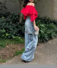 rienda スラッシュレッグデニムのサムネイル