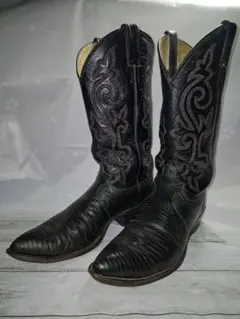 【Justin】ウエスタンブーツブラック10D USA製 本革 カウボーイブーツ