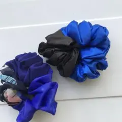 ブルー系で2個セット！　ハンドメイドシュシュ