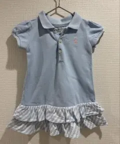 ポロ・ラルフ・ローレン ワンピース 水色 フリル付き 9M