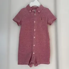Ralph Lauren ラルフローレン　ボタンダウンショートオール赤12M美品