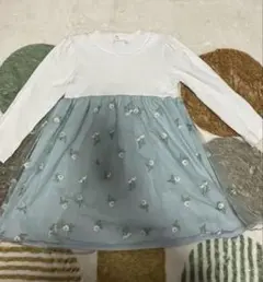 美品 110cm ワンピース レース フラワーレース 刺繍 ブランシェス