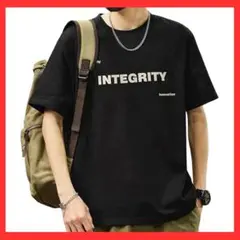 【2XL】メンズ Tシャツ 半袖 ブラック 綿100% ゆったり 大きいサイズ