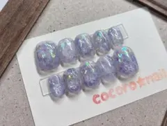 ベリーショート03247♡ホログラム埋め尽くしネイル　パープル