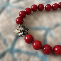 MASAMIパールネックレス　BIG14㎜　赤玉 &イヤリング