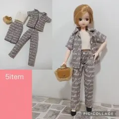 セットアップコーデ5点　ハンドメイド　リカちゃん　服　22cmドール