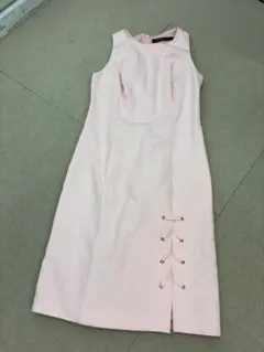 (L08420)ローレンラルフローレン レースアップ　ワンピース　ピンク　2
