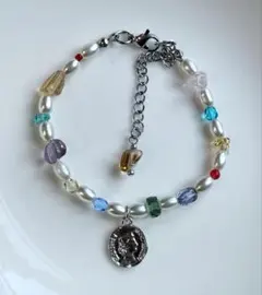 カラフルビーズブレスレット　フェアリーグランジ　森ガール　グランジ