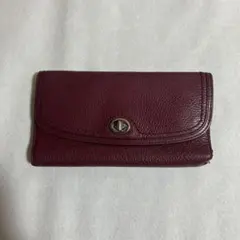 COACH コーチ 長財布 ターンロック レザー ボルドー エンジ