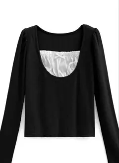 GRL フリルレイヤード風テレコリブリボントップス[gn326]