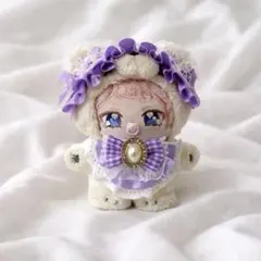10〜12cm ぬいぐるみ ぬい服 いつぬい スタイ&ヘッドドレス 紫