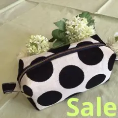 【特価】大きなランダムドット柄　キャラメルポーチ　ボックスポーチ　ハンドメイドA