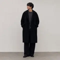【monkey time】トレンド メルトン オーバーサイズ ロングコート 黒