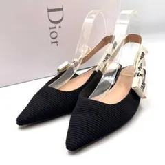 《Dior》J'ADIOR ジャディオール スリングバック フラットパンプス 黒のサムネイル