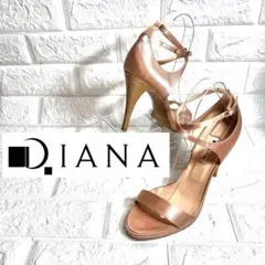 【美品】DIANA グリッターヒール　ストラップサンダル　シャンパンピンク