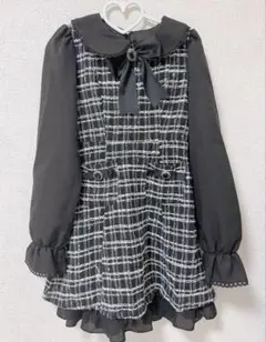 夢展望 ツイードお嬢様ワンピース ブラック　Mのサムネイル