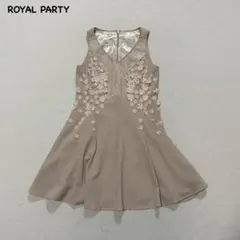 t2682 【ロイヤルパーティー】　ドレス　ワンピース　花柄　レース　ベージュ