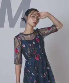 4★新品★GIRL ヴィンテージ風フラワー刺繍ドレス