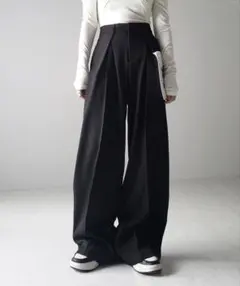 【me+em select】ダブルタックヘビーワイドスラックスパンツ S