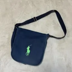 ポロラルフローレン ショルダーバッグ メッセンジャーバッグ ネイビー 刺繍