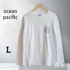 【オーシャンパシフィック】長袖Tシャツ ロンT　白 L USA綿 ロゴプリントのサムネイル