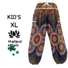 【新品】子供用アラジンパンツ【ゴムヒモ】XLサイズ　850ブラック　B934-3