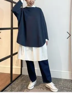 コンジェペイエ ミラノリブポンチョニット ネイビー