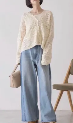 AMERICAN HOLIC バギーデニムパンツ　ライトインディゴ　Lのサムネイル