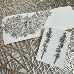 ブライダル　ウェディング　シルバー　ヘッドドレスとイヤリングセット　アクセサリー