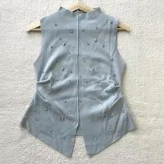 uyu. ウユ ビジュー ノースリーブ ニット ハイネック F ブルー