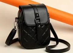 ブラック キルティング風 ショルダーバッグ